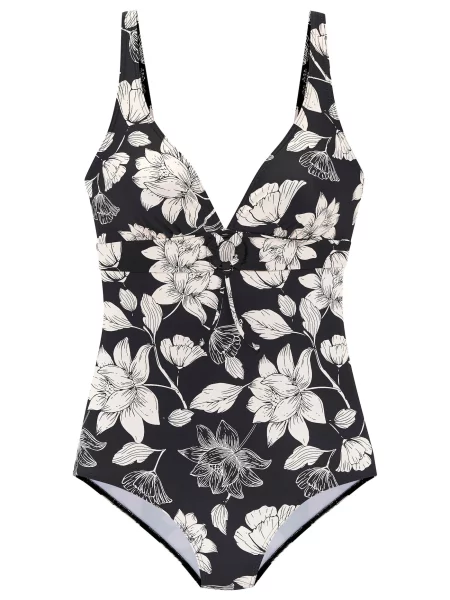 S.Oliver Costum de baie întreg negru alb