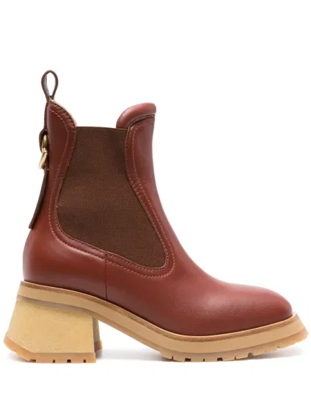 Botine chelsea Moncler din piele maro