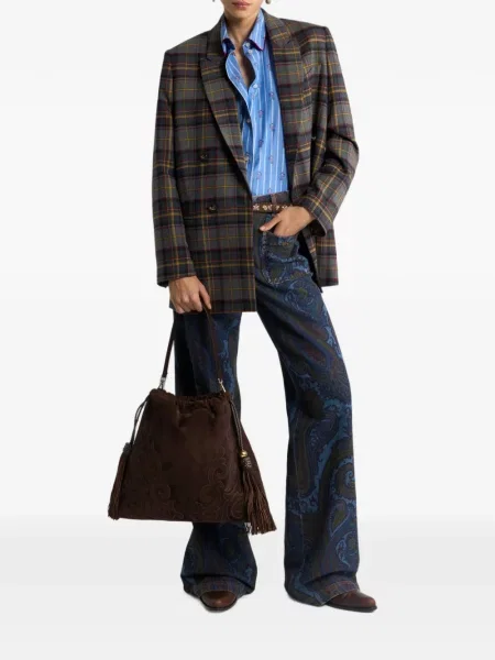 Blugi cu picior larg Etro cu model paisley stretch albastru