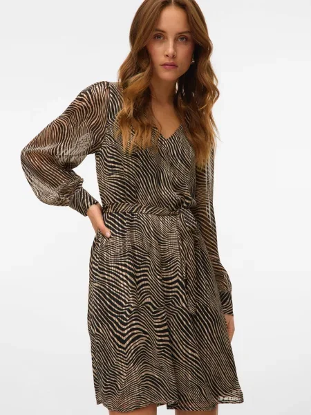 VERO MODA Rochie VMGEBRA GEDNA crem / bej închis negru