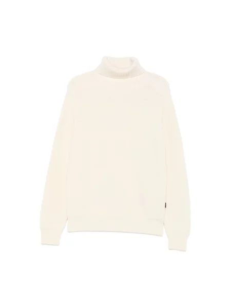 Lniany sweter z golfem Sebago biały
