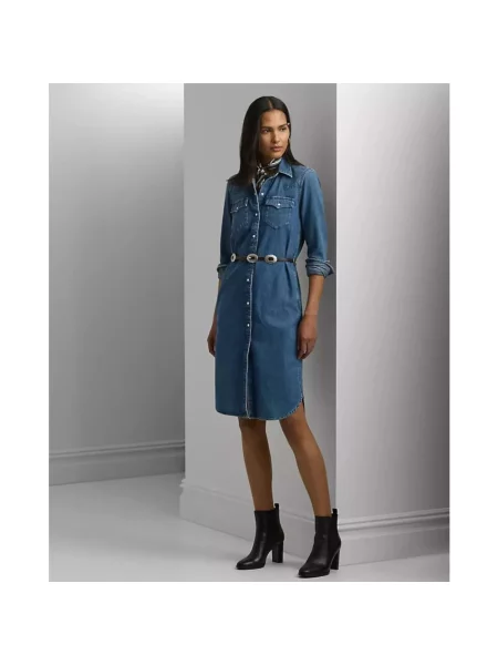 Sukienka Ralph Lauren z długim rękawem niebieska