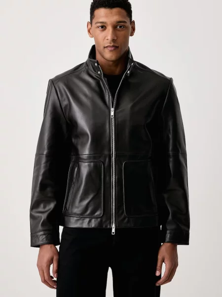 Calvin Klein jachetă pentru bărbați din piele negru