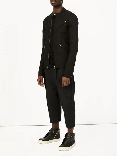 Geacă Rick Owens cu guler de stand-up negru