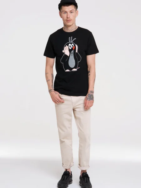 LOGOSHIRT Tričko Der kleine Maulwurf sivá / červená / čierna biela