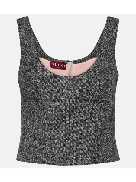 Volnena majica brez rokavov Gucci siva