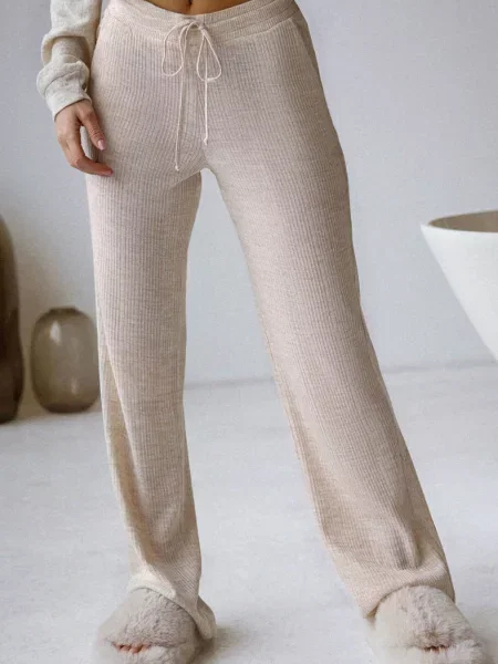 Брюки с высокой посадкой бежеві