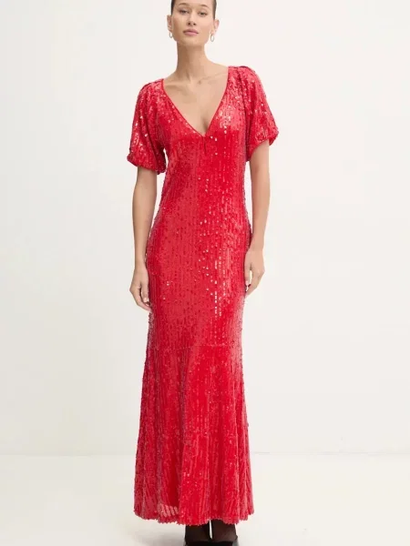 Rotate rochie rosu maxi drept roșu