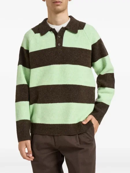 Tricou polo Les Deux cu dungi verde