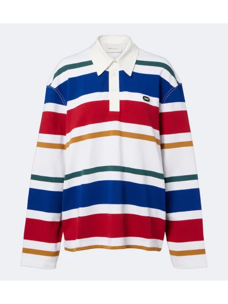 Tricou polo Ami Paris cu dungi