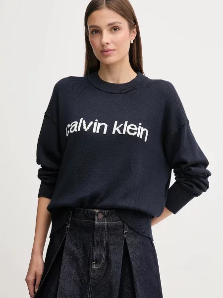Calvin Klein Jeans Pulover bleumarin alb