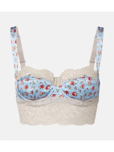 Sutien Dolce&gabbana de mătase cu model floral albastru