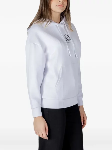 Hanorac cu glugă Armani Exchange cu imagine cu cordon alb