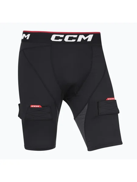 Pantaloni scurți de hochei pentru bărbați cu bretele CCM Ribano Compresion SR black negru
