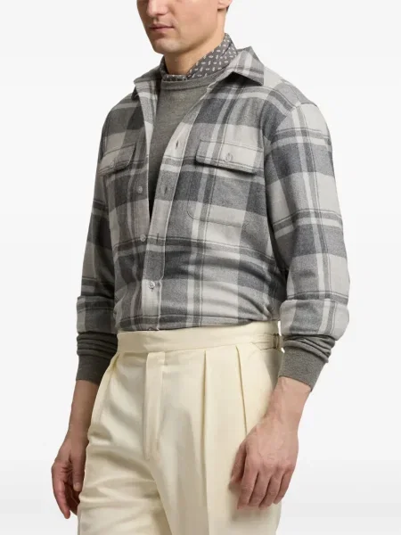 Cămașă Ralph Lauren Purple Label în carouri gri