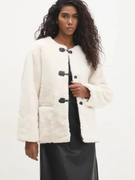 Bunda Answear Lab přechodná oversize béžová