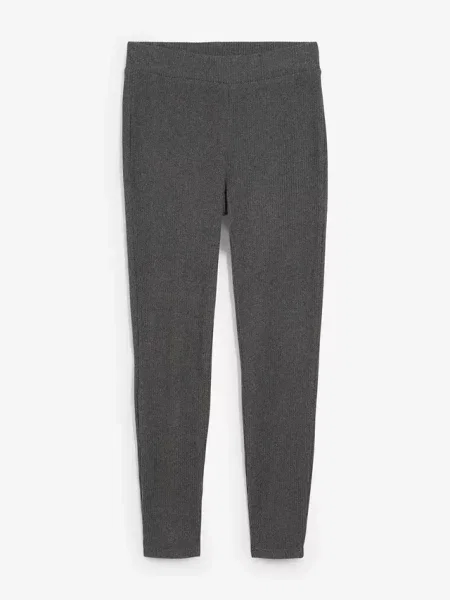 Legginsy ocieplane z prążkowanej tkaniny termicznej szare