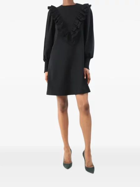 Lung rochie mini Ganni cu volane negru