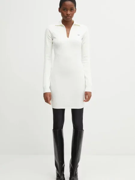 Adidas Originals rochie Ls Dress midi mulată bej
