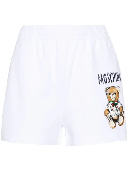 Pantaloni scurți Moschino cu imagine teddy alb