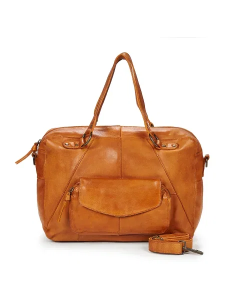 Geanta de piele Pieces din piele maro