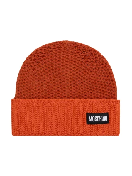 Moschino czapka z wełną pomarańczowa