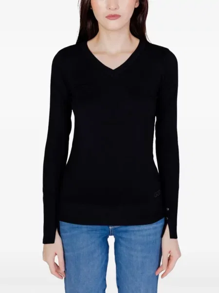 Pulover Guess cu decolteu în V negru