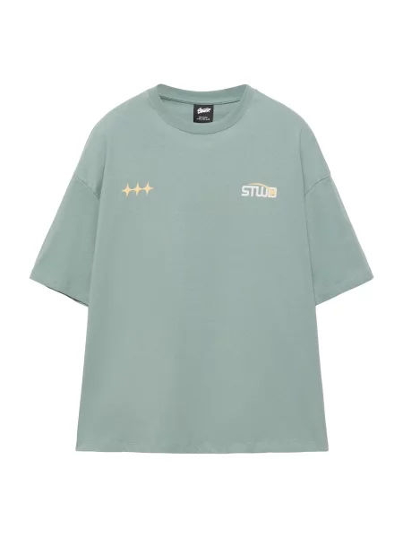 Pull&Bear Tricou turcoaz alb