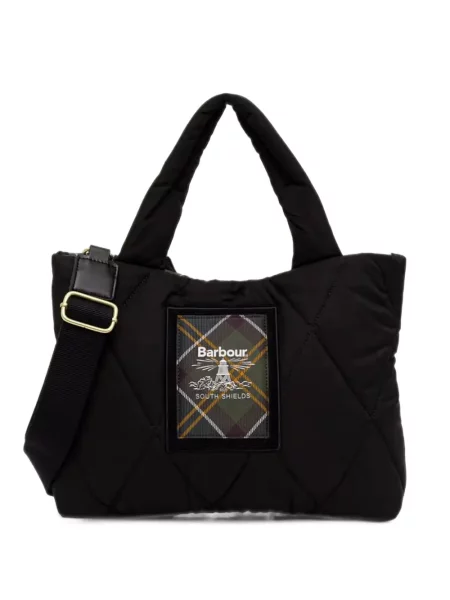 Matlasat geantă shopper Barbour cu autograf negru