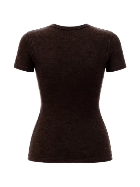 Scurt tricou Eleh cu decolteu rotund maro