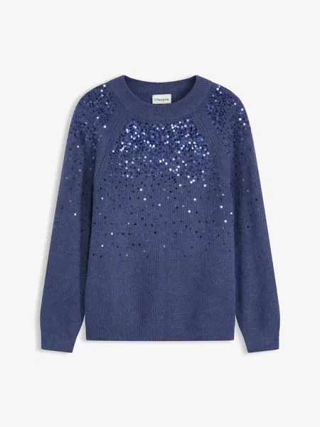 Sweter z cekinami niebieski