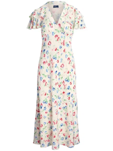 Rochie midi Polo Ralph Lauren de mătase cu model floral cu imagine