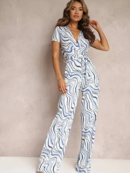 Salopetă Tip Plic cu Mânecă Scurtă și Pantaloni Lungi Zoeni albastră