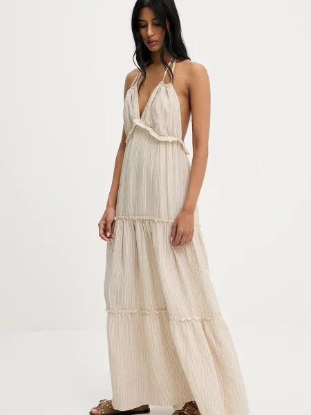 Сукня Answear Lab midi розкльошена бежевий