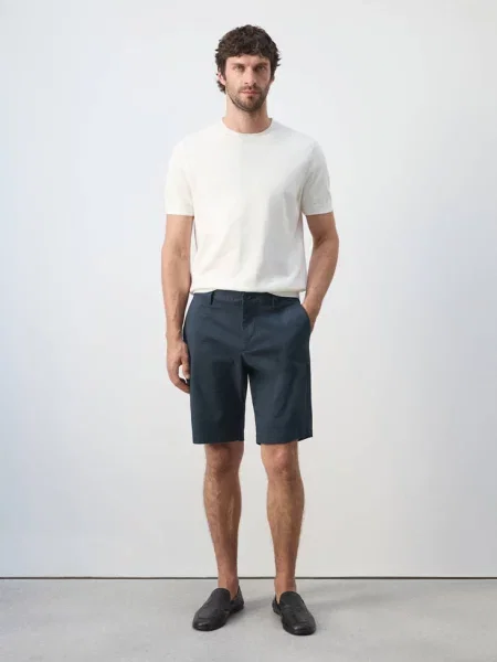 Bermudy chinosy slim fit z bawełny Mężczyzna 38 MANGO MAN granatowy