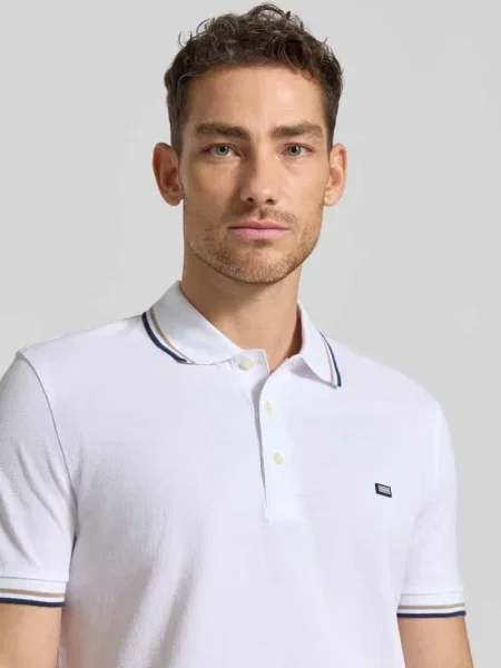Koszulka polo w kroju regular fit z kontrastowymi paskami Christian Berg Men biała