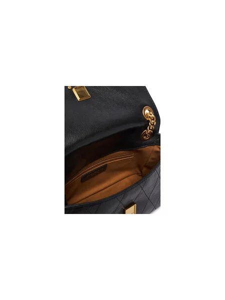 Ročna torba Tory Burch Charlie Quilted Small Shoulder Bag črna