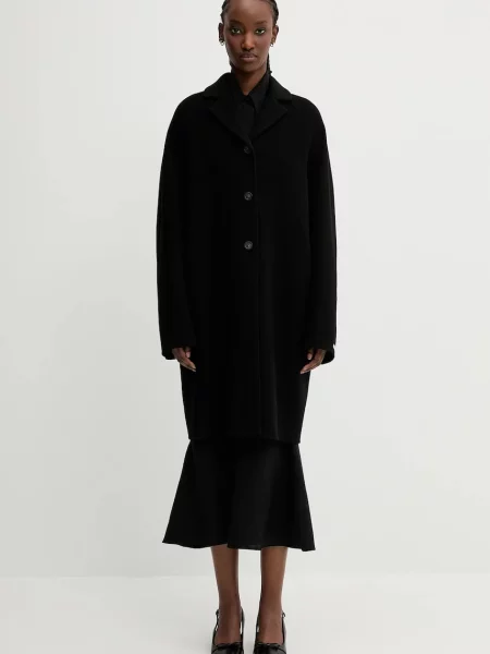 Sportmax palton de lână Adria de tranzitie oversize negru