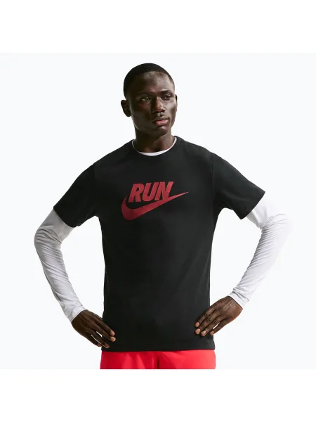 Tricou pentru bărbați Nike Dri-Fit Running black/team crimson negru
