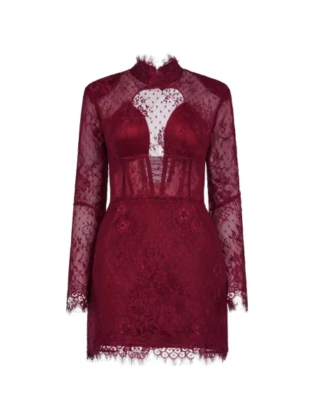 Rochie maxi Araftu din dantelă lungă de costum roșu