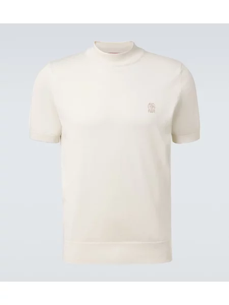 Pulover Brunello Cucinelli cu autograf alb