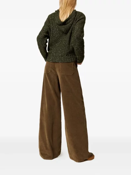 Pantaloni Twinset de catifea cord maro