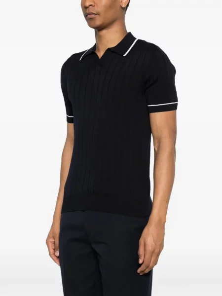 Tricou polo Della Ciana cu nervuri albastru