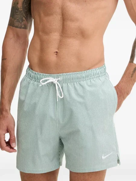 Slip de baie Nike cu gât halter cu imagine cu imprimeu geometric negru