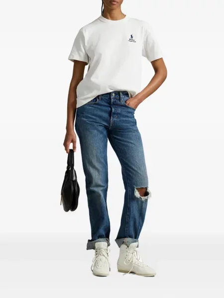 Koszulka Polo Ralph Lauren w paski garniturowa płócienna niebieska