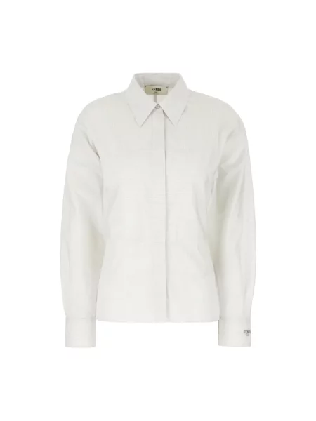 Koszula Fendi w paski z długim rękawem biała