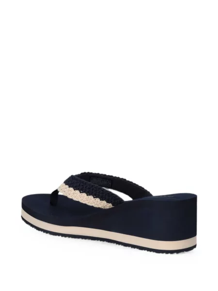 Șlapi Tommy Hilfiger cu pană cu bretele albastru