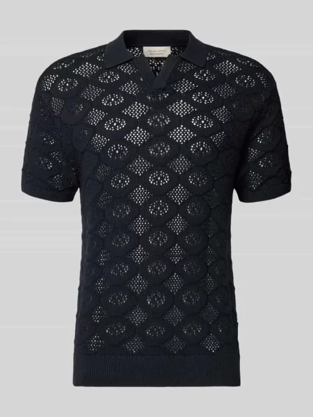 Koszulka polo o kroju slim fit w stylu dzianiny model Angvig' Casual Friday granatowa