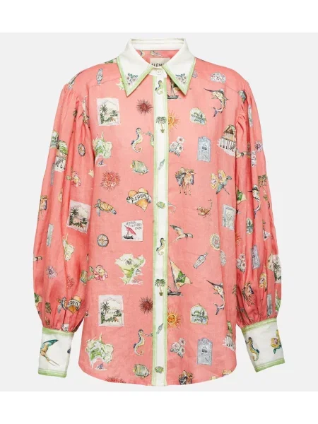 Lniany top Alemais różowy