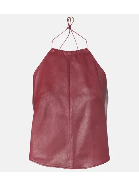 Top Stouls din piele roșu